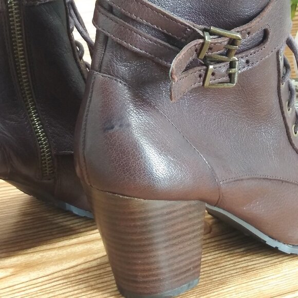 BELLA VITA ankle boots brown leather heels sz.7.5M - Picture 7 of 12